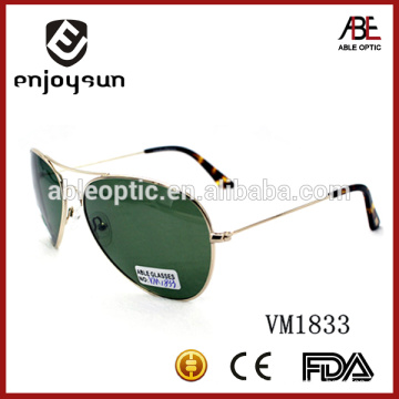 dark green color men double bridge metal sunglasses with UV400